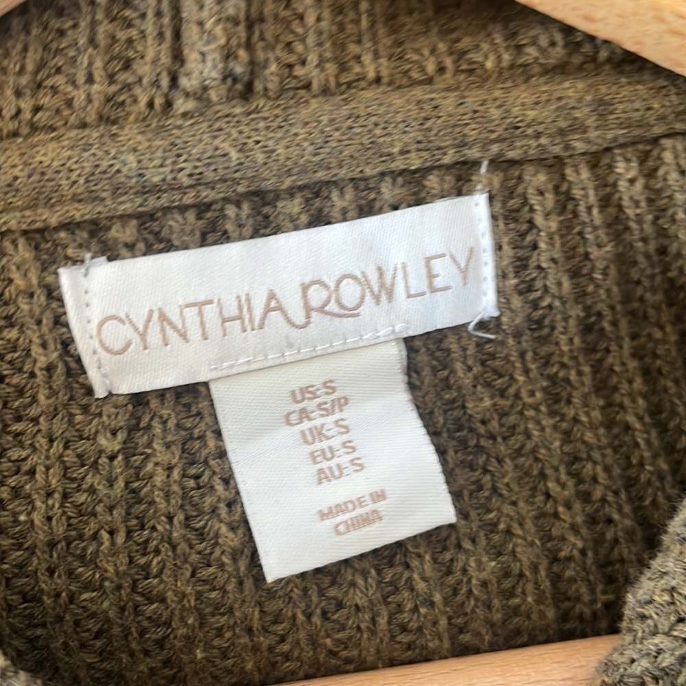Cynthia Rowley Hoodie Sweater Cable Knit Green size Small - Picture 10 of 12